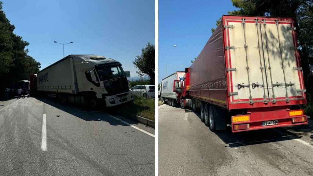 Samsun'un Terme ilçesinde tırların