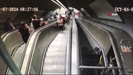 İzmir Metro’sundaki yürüyen merdiven kazası kamerada!