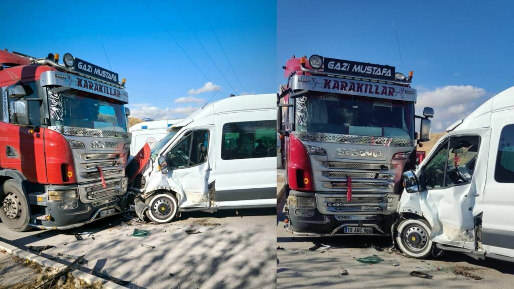 Çorum’da işçileri taşıyan servis